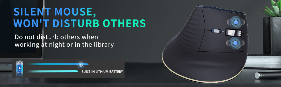 Ergonomic Wireless Bluetooth Mouse Vertical Silent Mouse, Rechargeable Wireless Mouse with Backlight