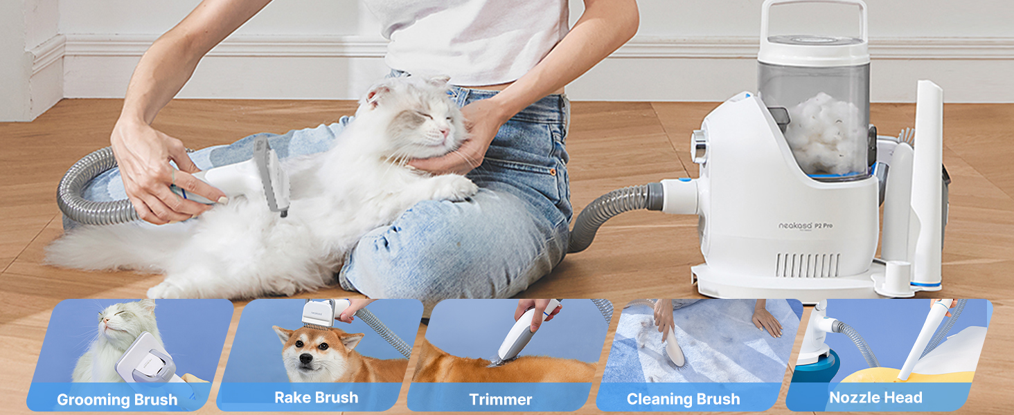 Neakasa P2 Pro 5-in-1 Dog Cat Grooming Kit with Vacuum