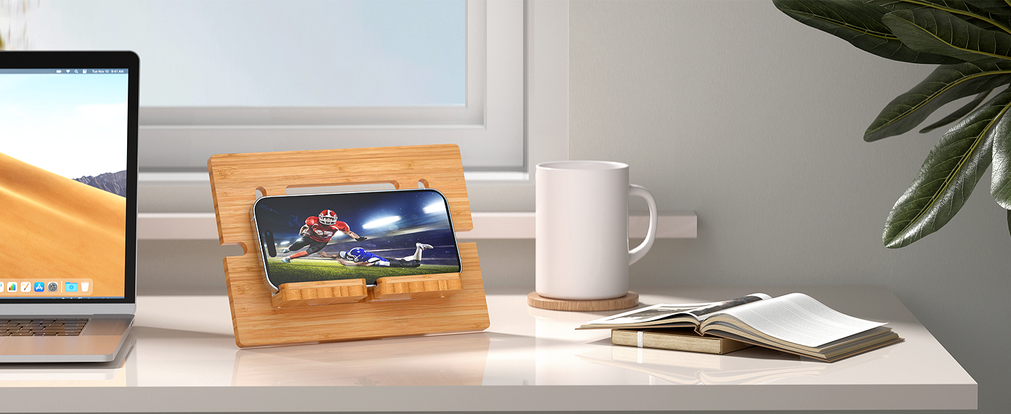 Adjustable Bamboo Phone & Tablet Stand