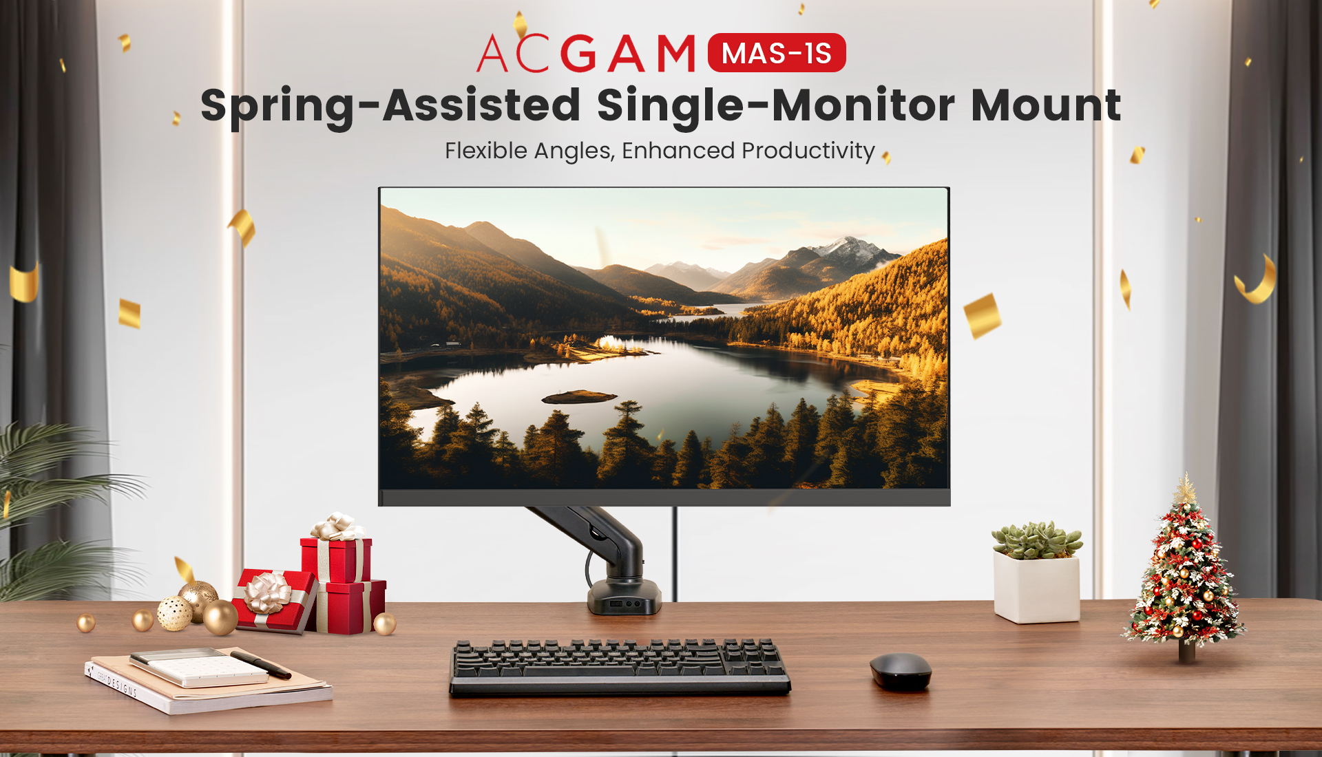 ACGAM Mechanical Spring Single Monitor Mount