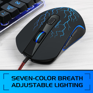 Gaming mouse with 7-color breathing backlit