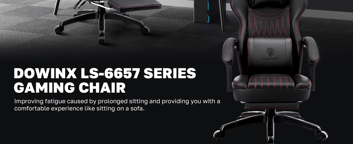 Dowinx Gaming Chair Breathable PU Leather Gamer Chair with Pocket