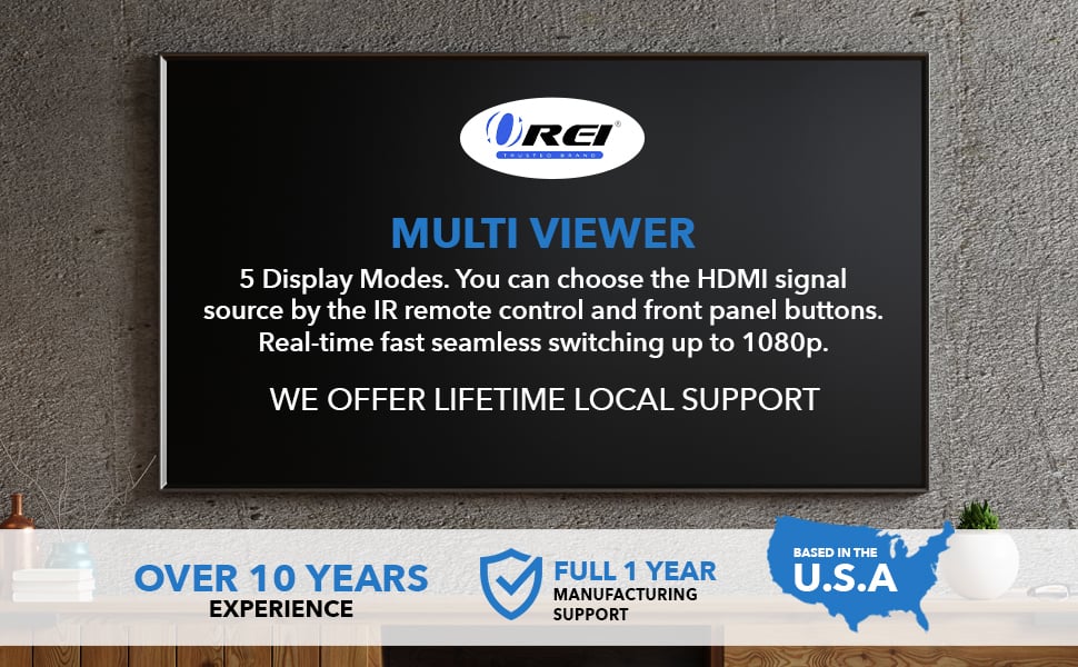 OREI HDMI Multi-Viewer 4x1 Seamless HDMI Switch - 4 Ports, IR Remote,  Supports up to 1080p, Security Camera, HDMI Switch 4 in 1 Out on Single  Display