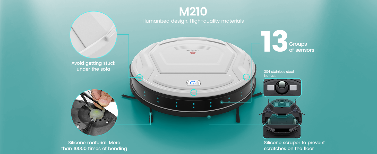  Lefant Robot Vacuum Cleaner, Tangle-Free, Strong Suction,  Slim, Low Noise, Automatic Self-Charging, Wi-Fi/App/Alexa Control, Ideal  for Pet Hair Hard Floor and Daily Cleaning, M210