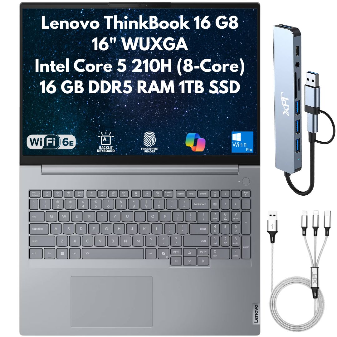 Lenovo ThinkBook 16 Gen 8 Intel Core 5 210H 16" WUXGA Fingerprint Reader Backlit Copilot Win 11 Pro