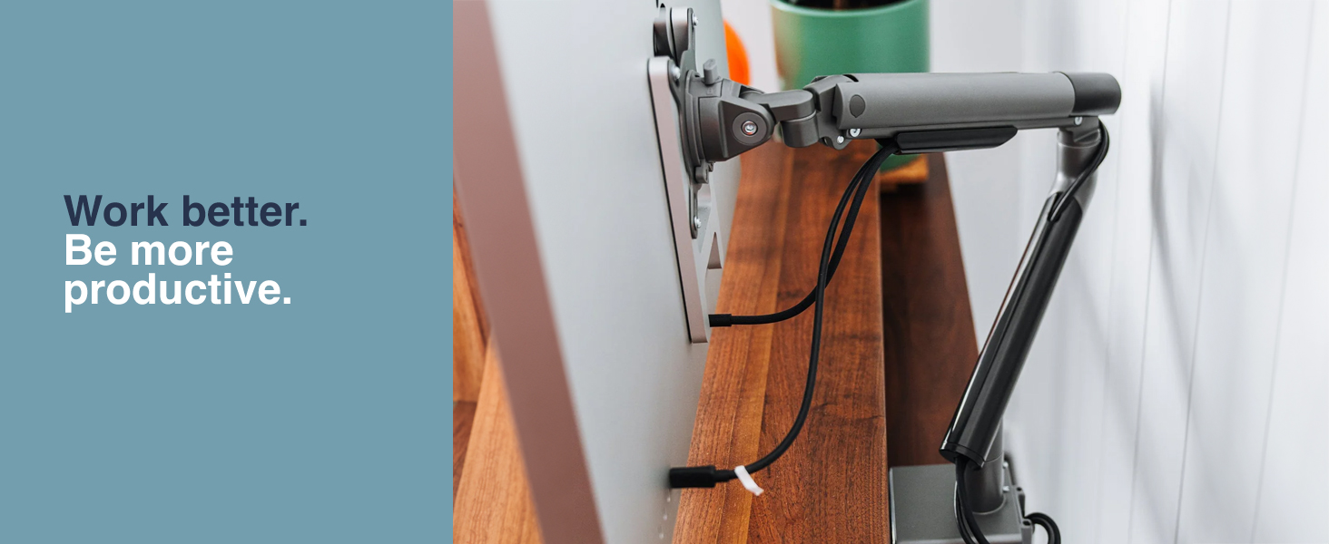 slim monitor arm, minimalist monitor mount, single monitor arm, low-profile, ergonomic, gas spring