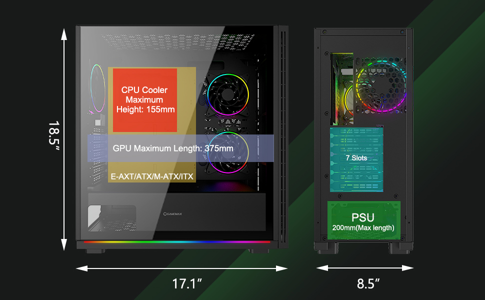 GAMEMAX Trooper Mid-Tower ATX PC Gaming Case, Pre-Installed 3X