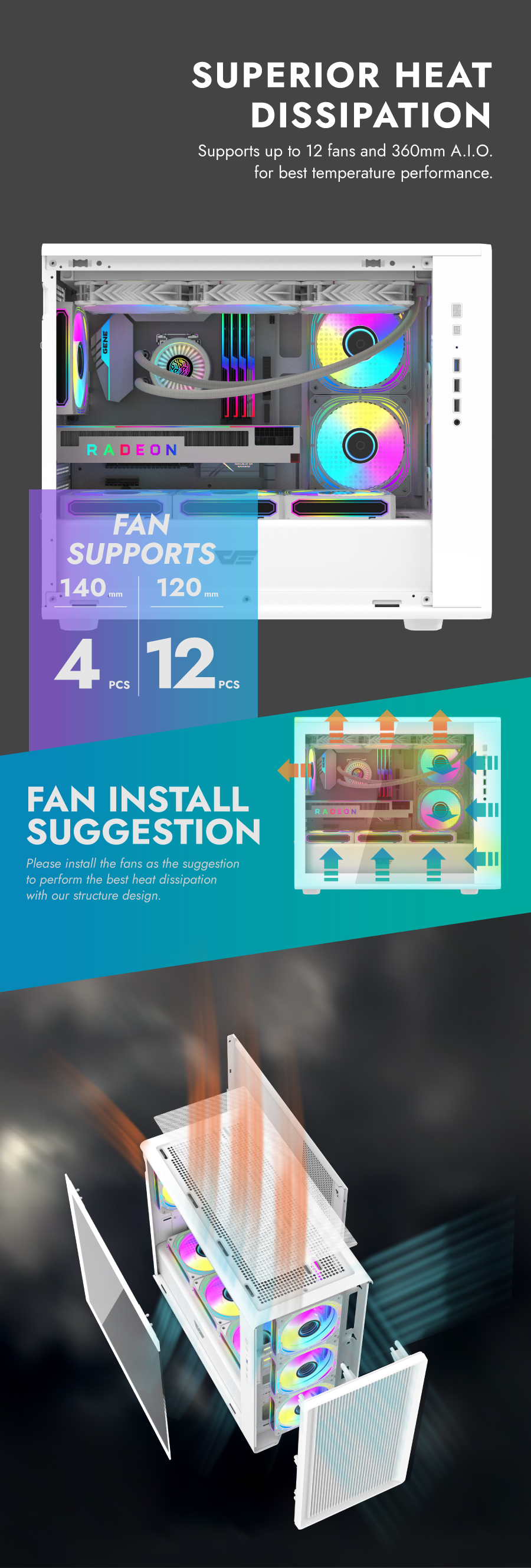 darkFlash DB460M, Micro-ATX PC Gaming Case, High Airflow Full Mesh Front Panel