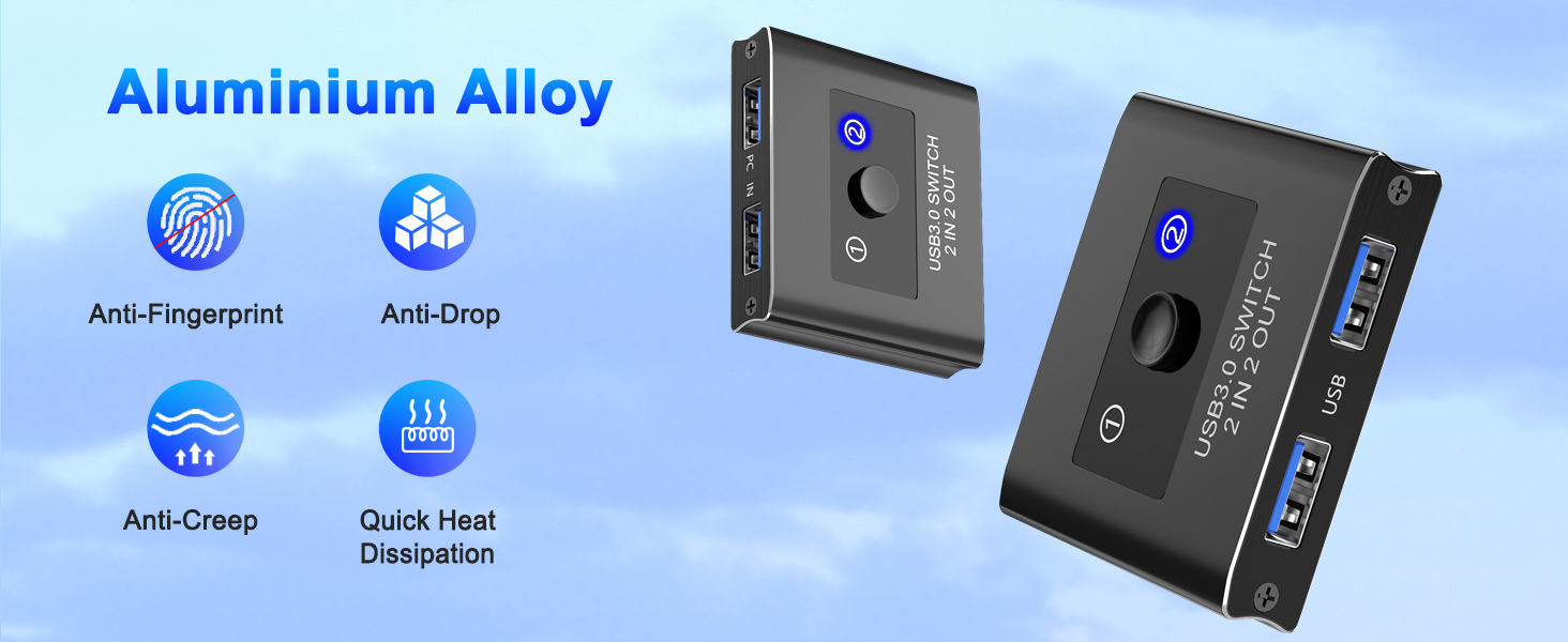 USB 3.0 Switch, USB 3.0 Switcher 2 in 2 Out, USB 3.0 Switch Selector, USB Switcher for 2 Computers S