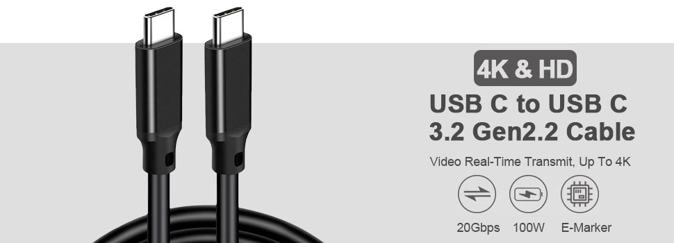 USB C to USB C Cable, 3.2 Gen 2 USB-C Cable 3.3ft - 4K UHD 20Gbps USB C  Cable 100W PD Fast Charging Cable for Thunderbolt 3, Oculus Quest, MacBook