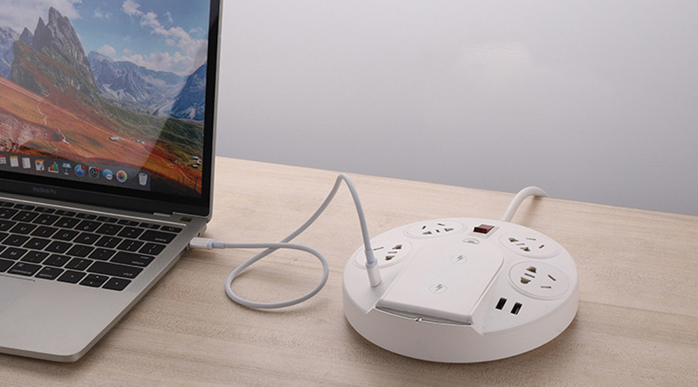 Power Strip, Wireless Charger 40W EU US Plug Surge Protector,Desktop Charging Station