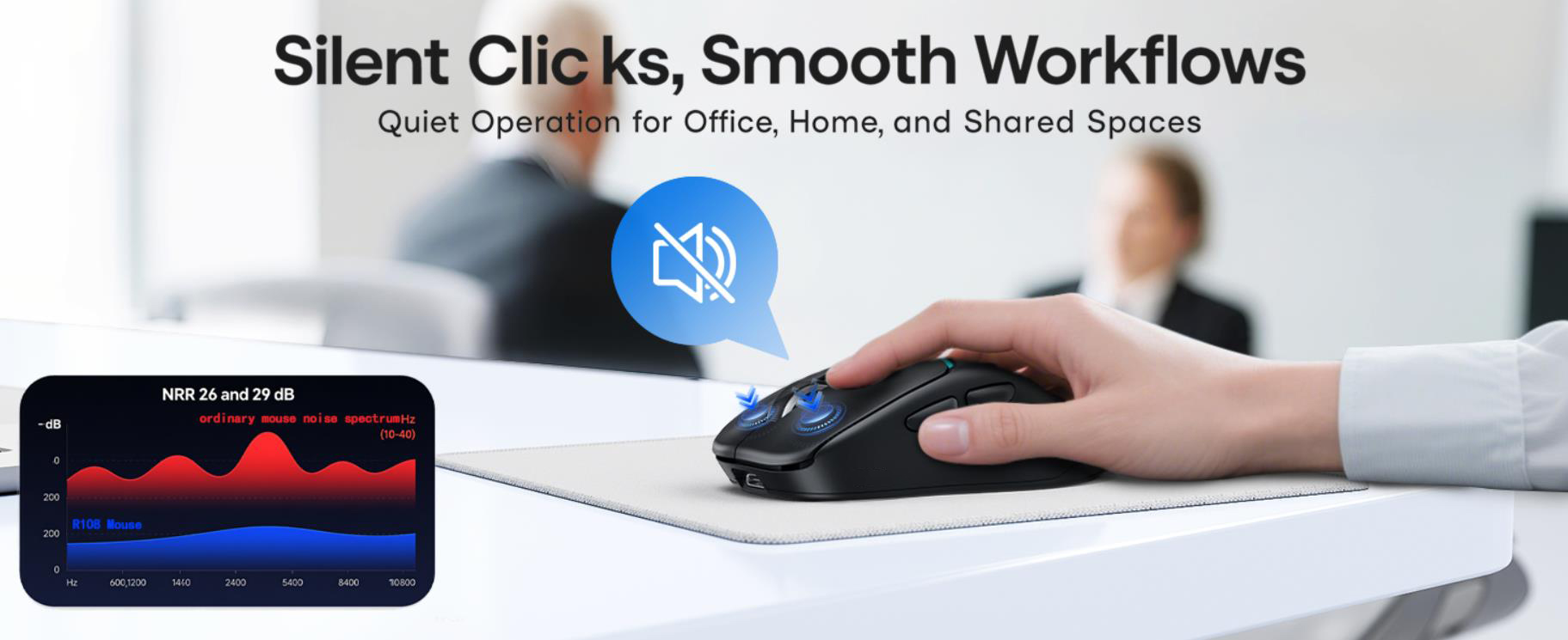 Bluetooth Wireless Mouse Dual Bluetooth & 2.4GHz USB Receiver, 4 DPI Levels