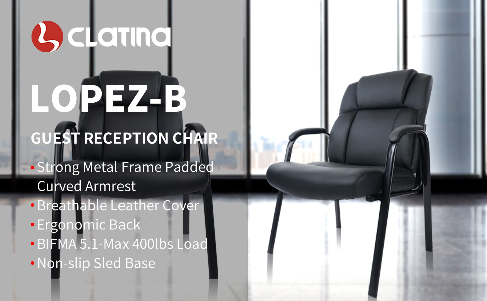  CLATINA Big & Tall 400 lb. Guest Chair, Leather