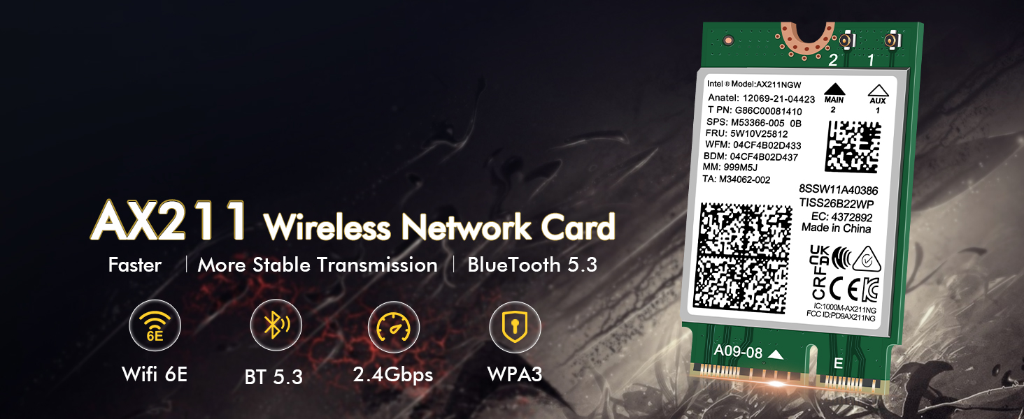 AX211.NGWG.NV - carte M.2 wifi 6E + Bluetooth 5.3