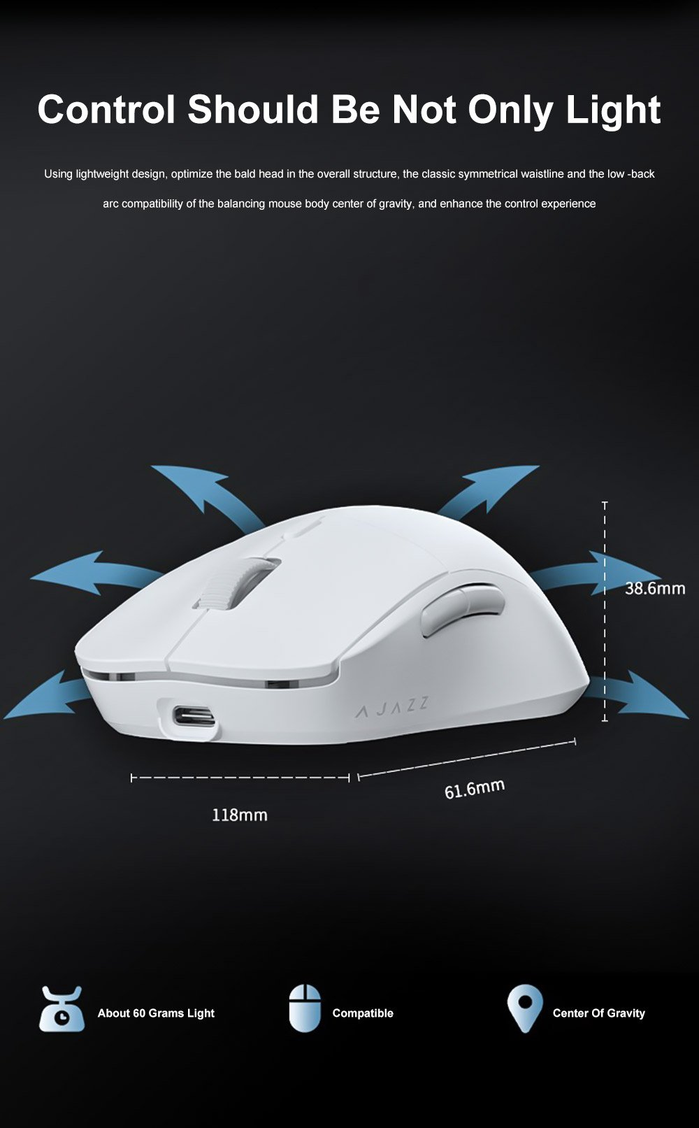 AJAZZ AJ199 2.4GHz Wireless Mouse Optical Mice with USB Receiver Gamer ...