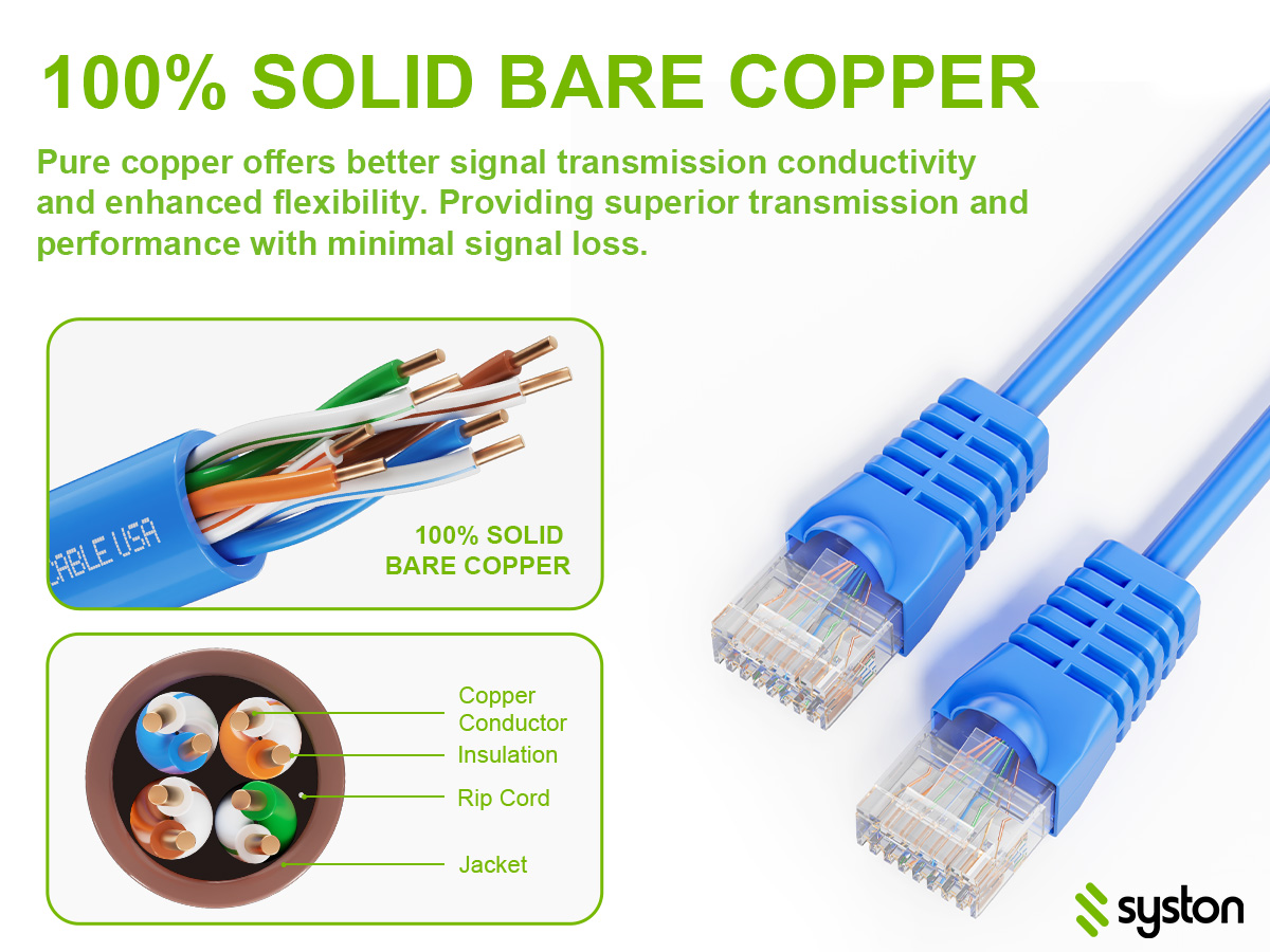 cat 5e 100% SOLID BARE COPPER