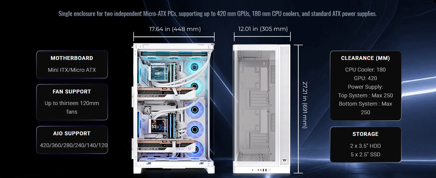 Thermaltake CAPO X Dual System Chassis - Snow