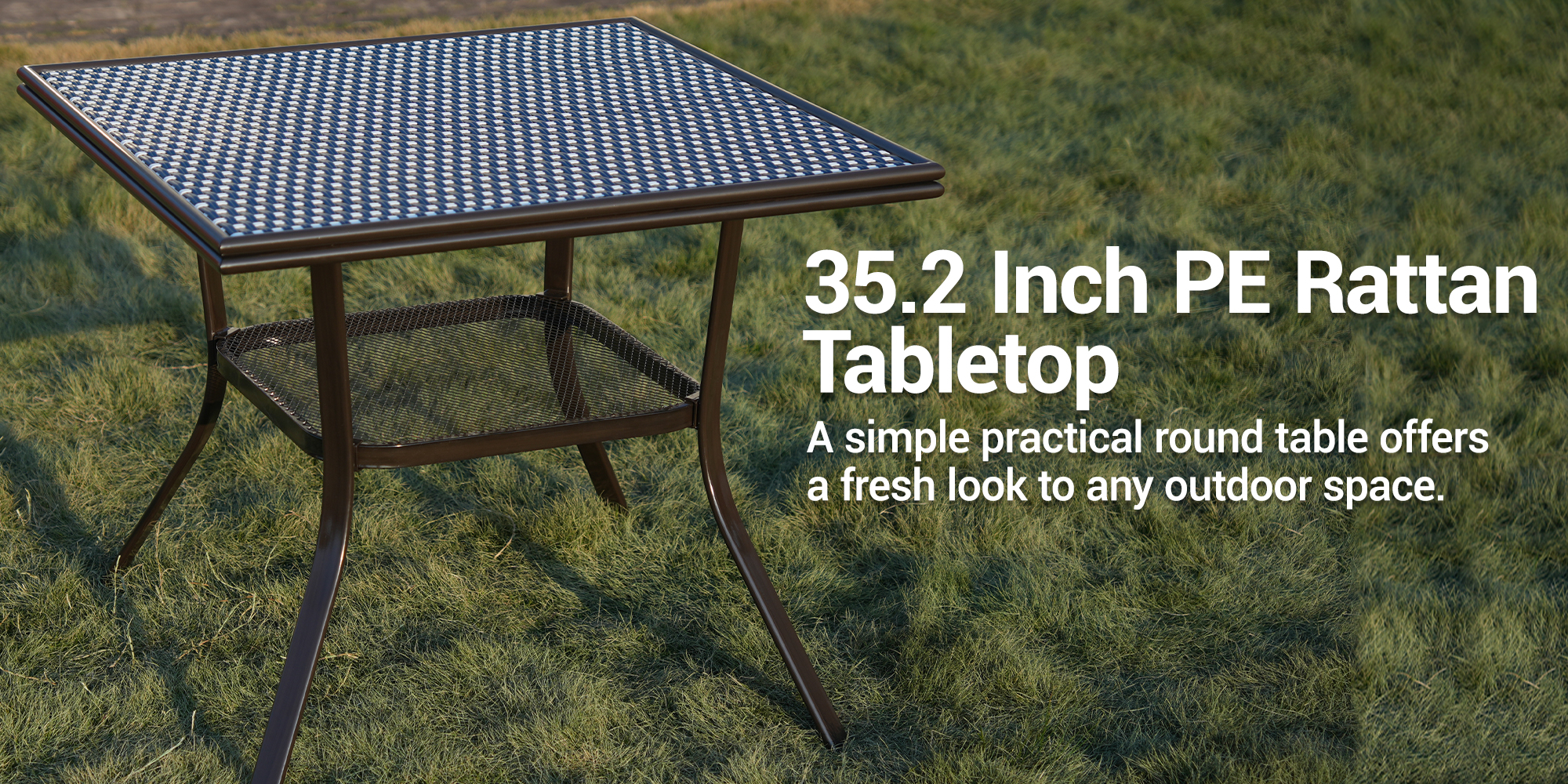 35.2 Inch PE Rattan Table top