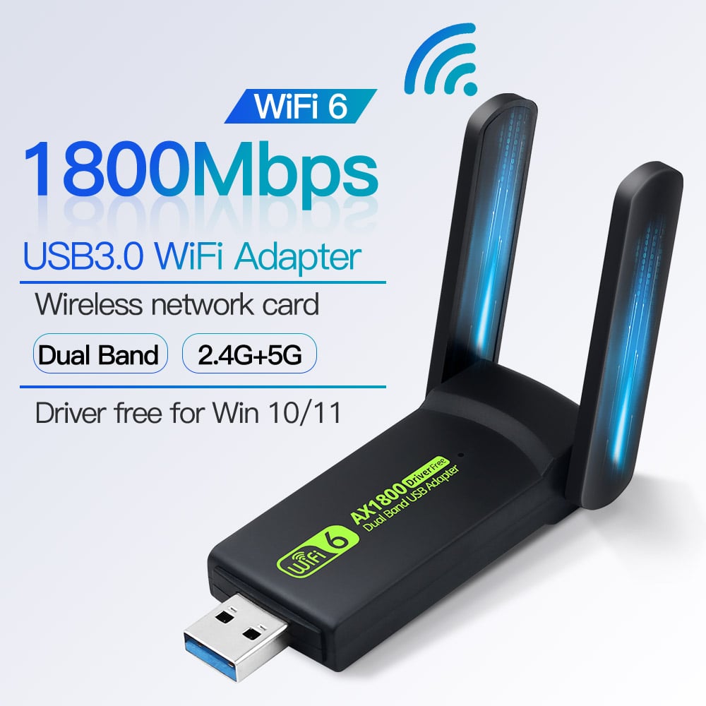 pels Selv tak Reception DERAPID WiFi 6 USB Adapter 1800Mbps Dual Band 5Ghz/2.4Ghz USB 3.0 Wifi  Dongle Network Card High Gain Antenna for PC/Laptop/Desktop Windows 10 11  Plug and Play Wireless Adapters - Newegg.com