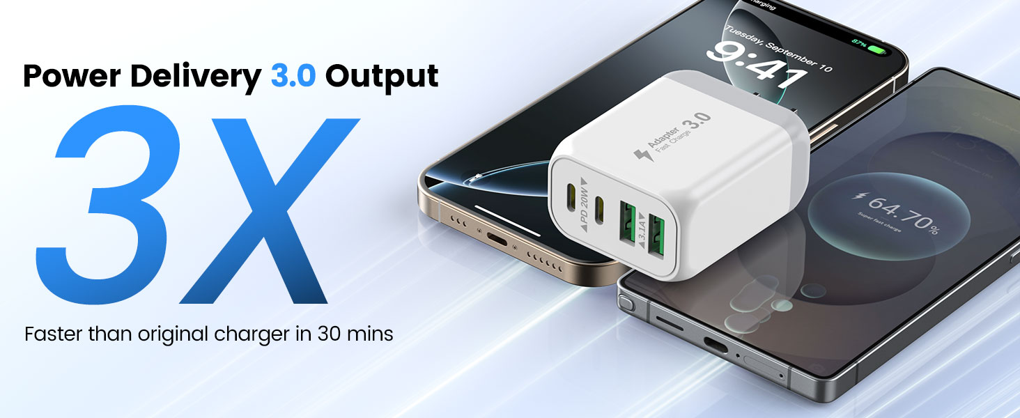 40W USB C Charger Block, 2-Pack Wall Charger, 4-Port Fast Charging Block Power Adapter