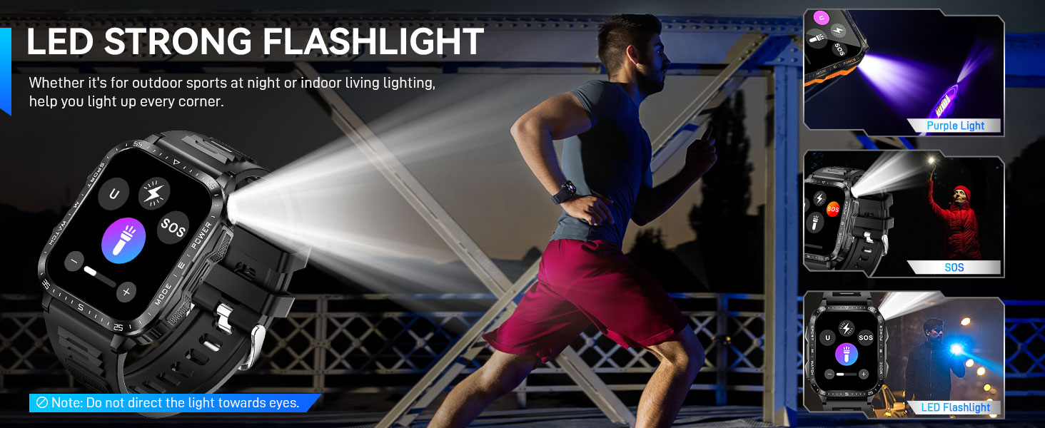 LED Flashlight 3 modes: Bright Light, SOS, Flash