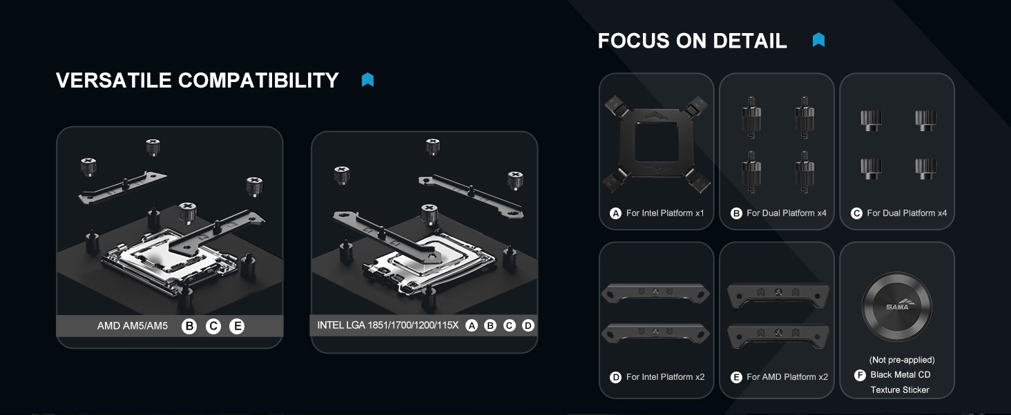 SAMA A60B Dual-Tower CPU Air Cooler Black