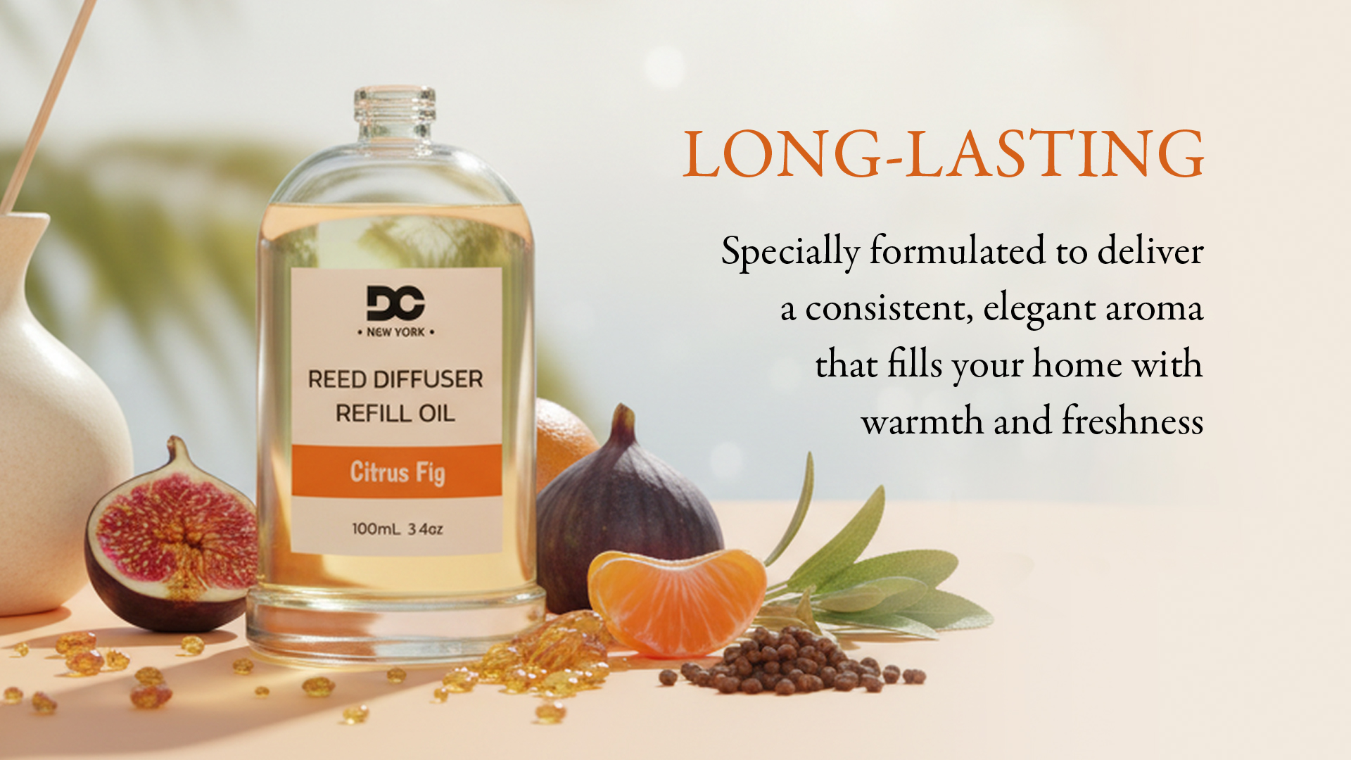 Citrus fig reed diffuser refill oil long lasting