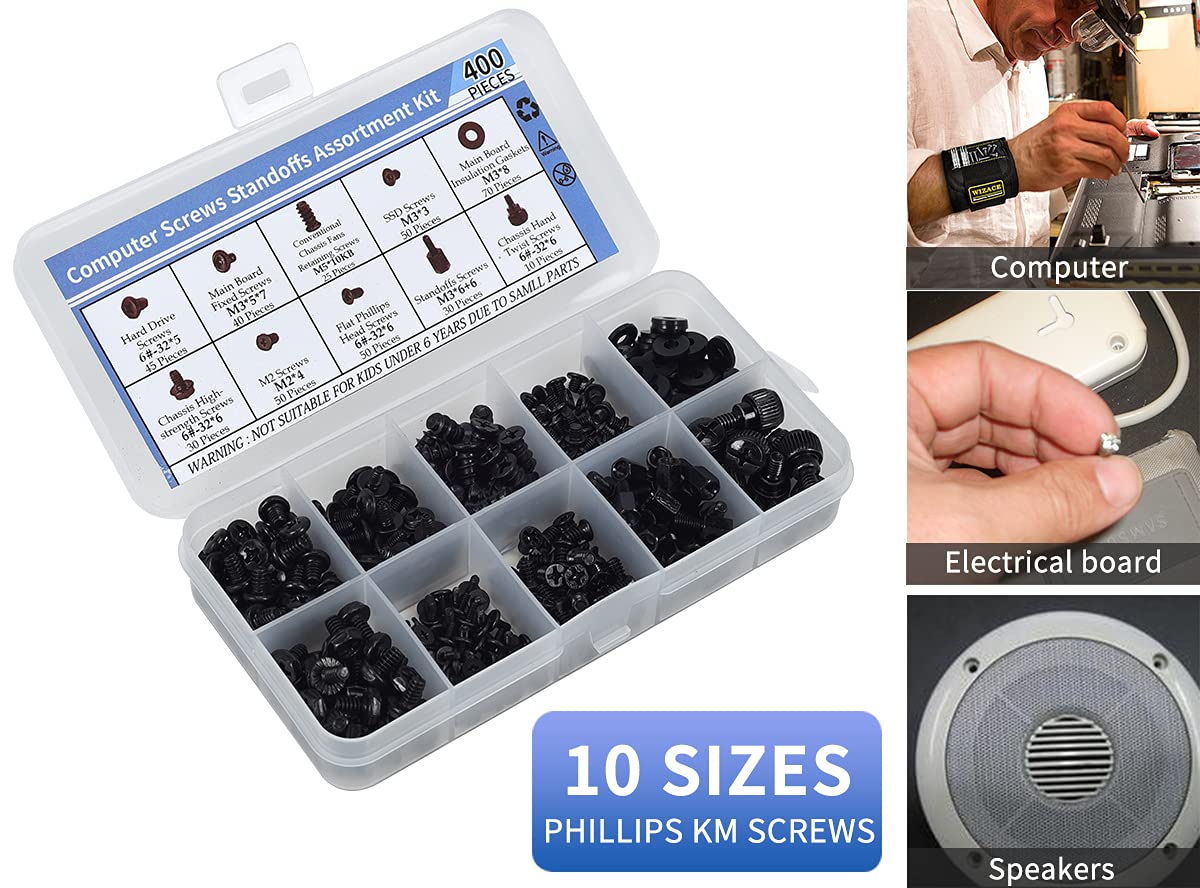 400PCS Computer Screws Motherboard Standoffs Assortment Kit