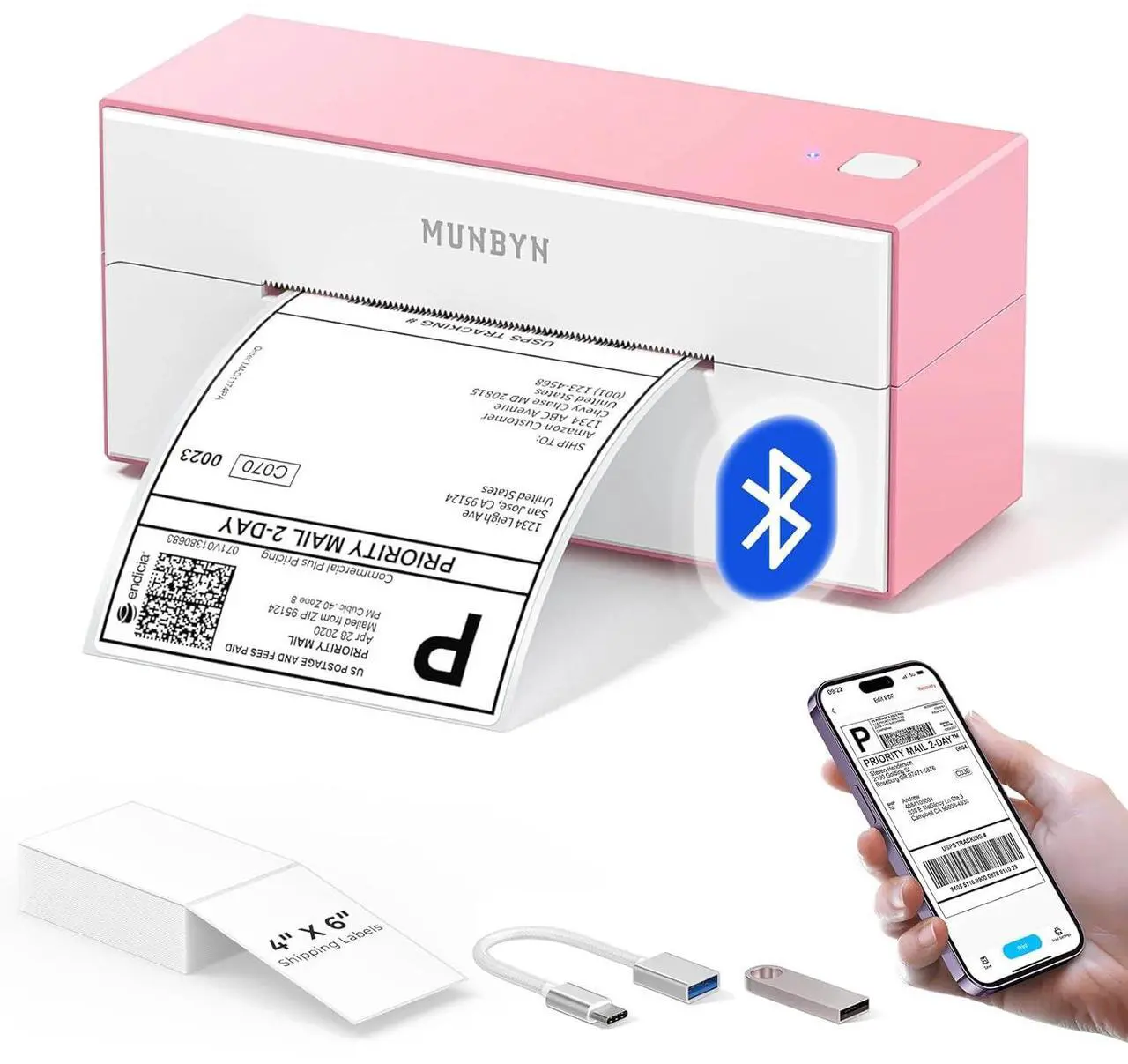 Bluetooth Thermal Shipping Label Printer 4x6 High Speed
