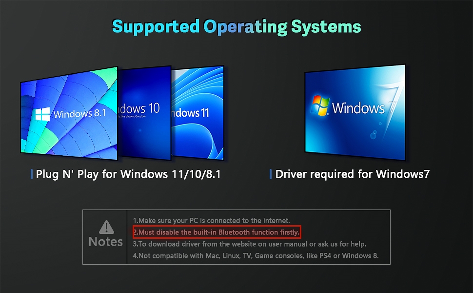 Compatible with popular operating systems including Windows 11, 10, 8.1 and 7