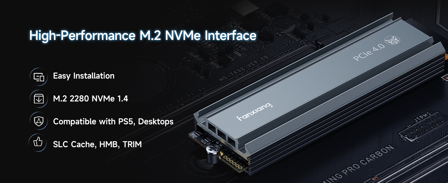 M.2 2280 NVMe SSD for PS5 PCIe Gen 4x4 with Heatsink