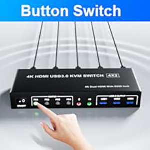 Switch by Panel button  Push-button design allows for one-touch switching using a button on the KVM