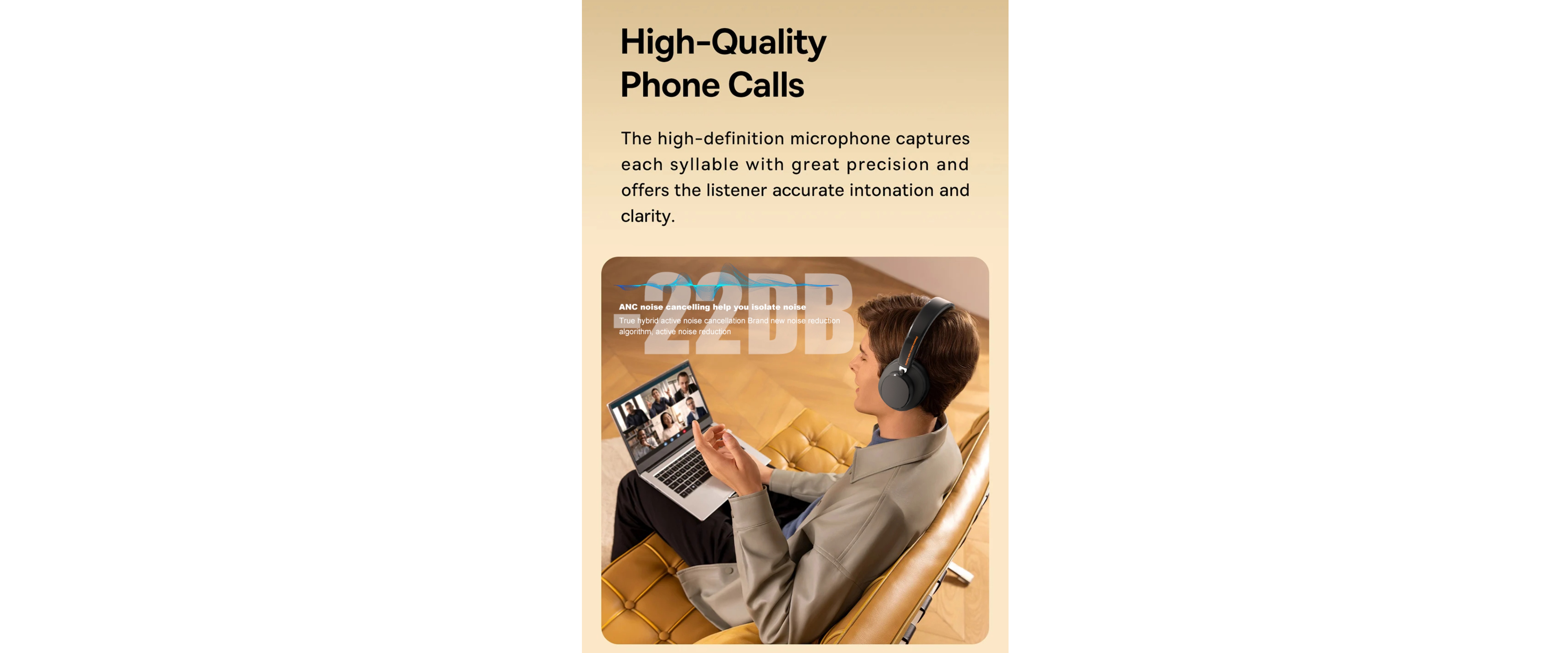 Clear call, EACH headphones, ANC noise cancellation, hd mic