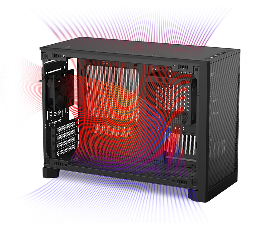 MONTECH TEN Micro ATX PC Case High Airflow Modular Mesh Chassis 