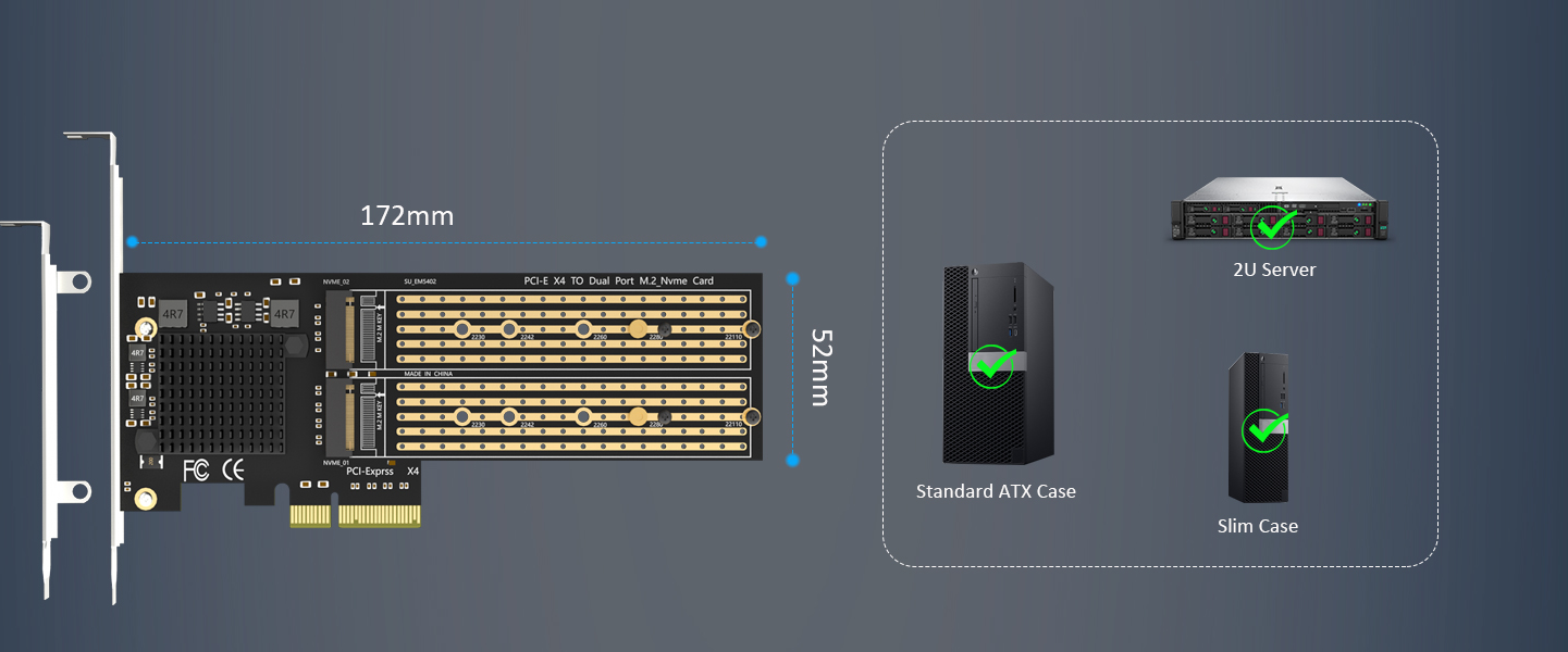 M.2 NVMe to PCIe 3.0 X4