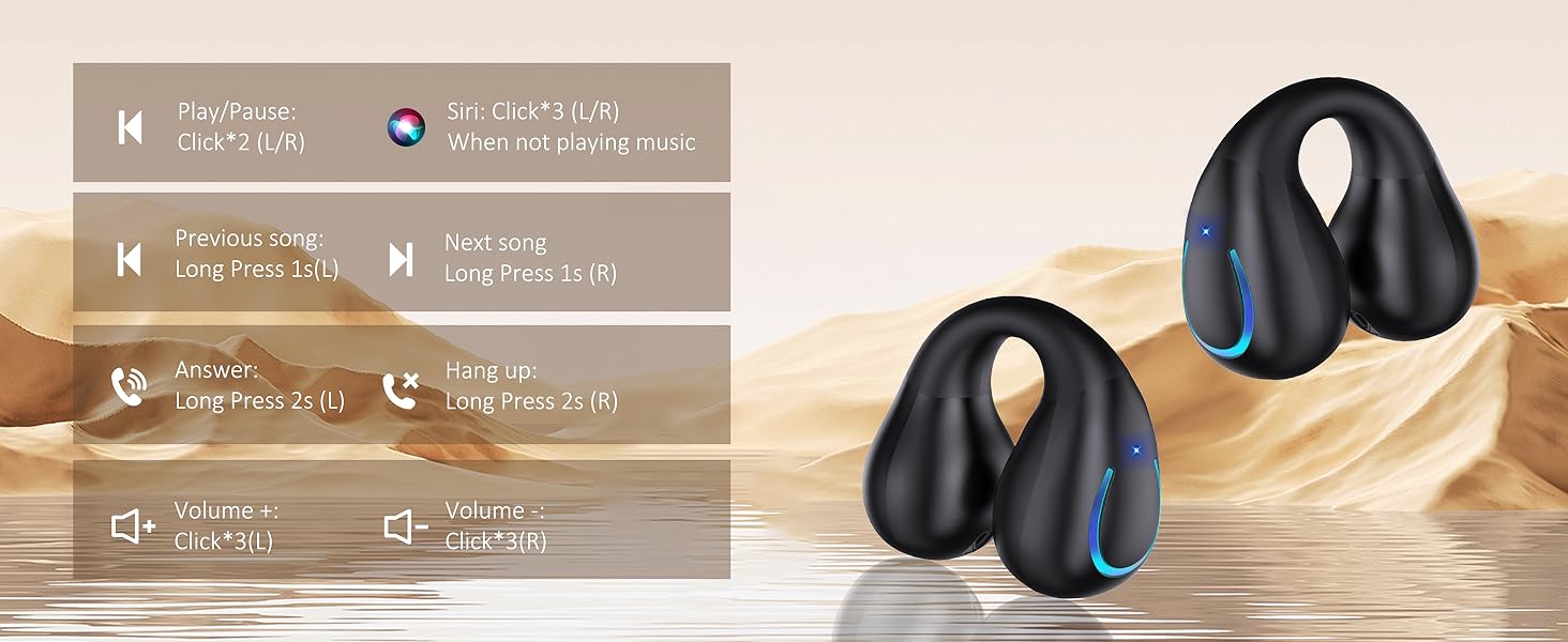 IHDAPP Open Ear Clip Wireless Earbuds Bluetooth 5.3, Sports Earphones Built-in Microphone with Earho