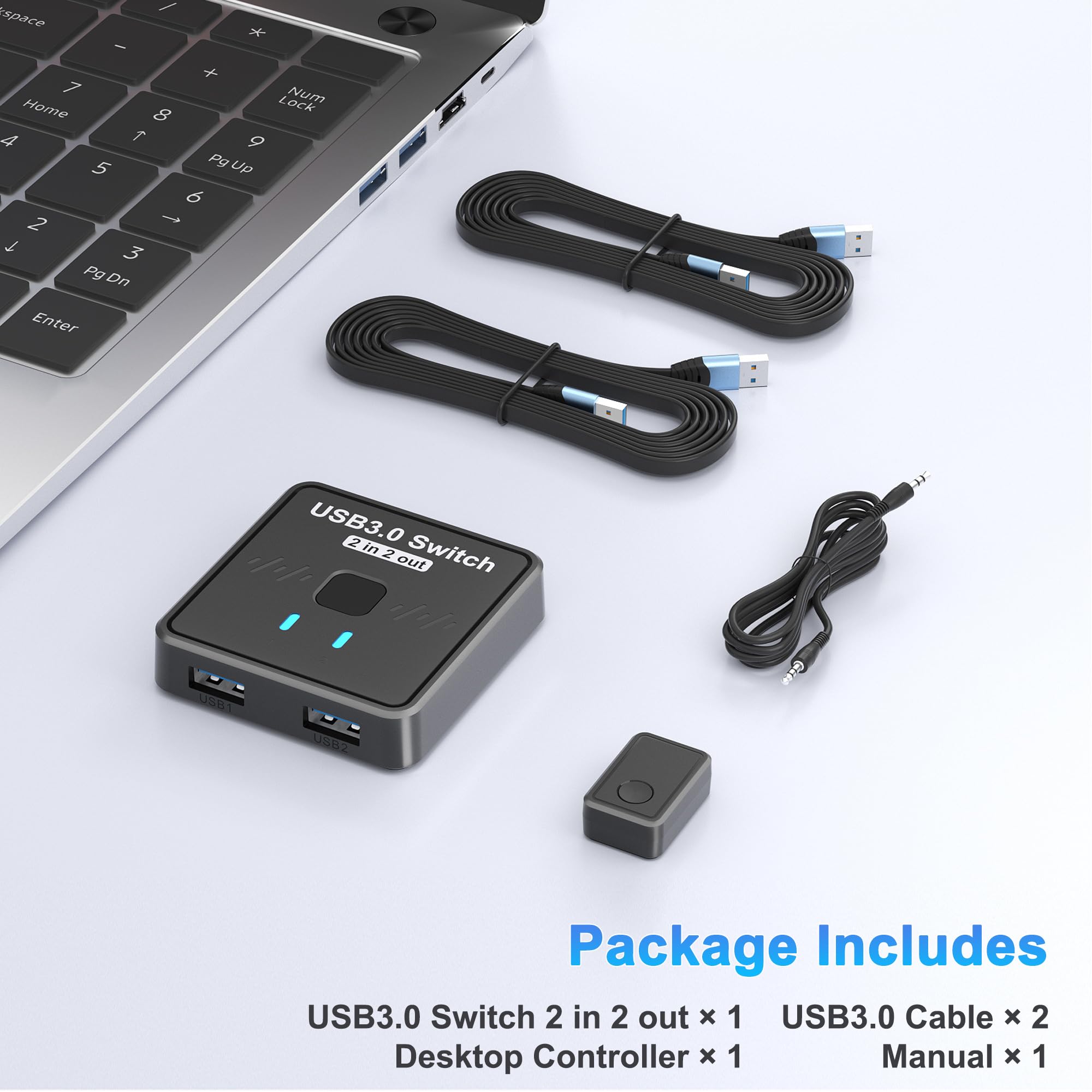 USB 3.0 Switch 2 in 2 Out, USB Switcher 2 Computers Sharing Keyboard and Mouse
