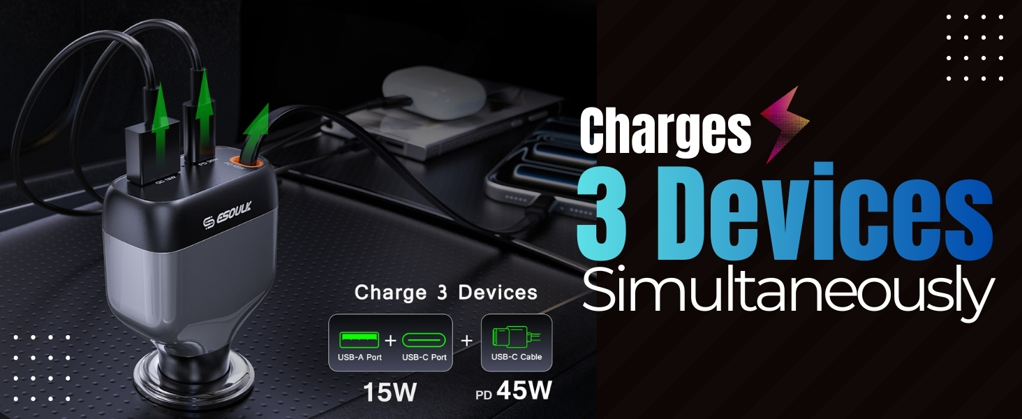 multi device usb-c car charger