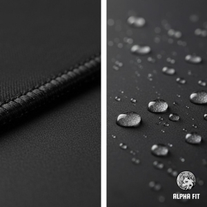 Waterproof mouse pad surface with liquid beads and durable double-stitched edges.