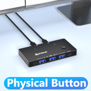 SMA USB 3.0 Switch 2 Computers Share 4 USB 3.2 Device, USB 3.2 10Gbps 2 in 4 Out USB C Switcher for