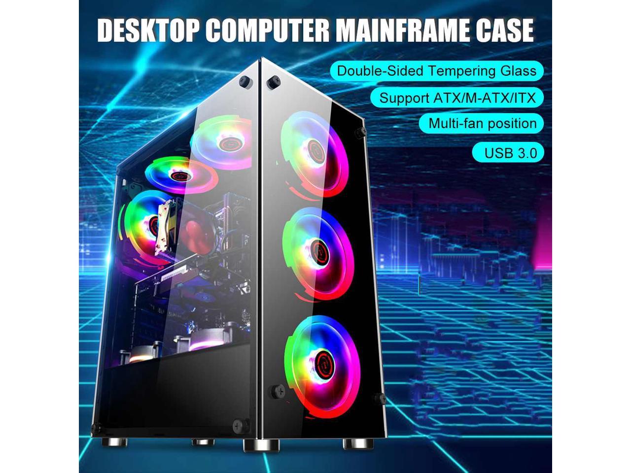 Gaming Computer PC Case For ATX/M-ATX/ITX Desktop Mainframe ATX HD Audio 8 Fan