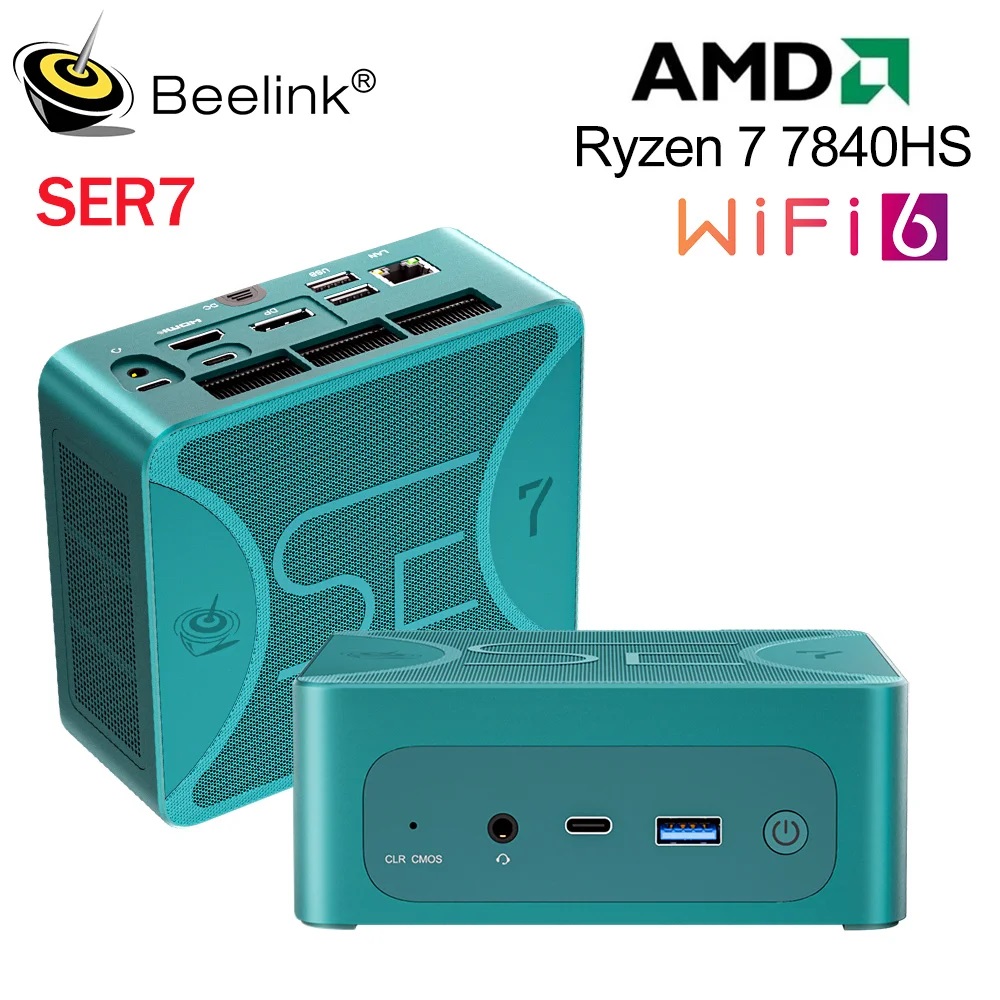 Beelink Mini PC SER7 AMD Ryzen 7 7840HS (8C/16T Up to 5.1GHz), 32GB DDR5  RAM 1TB NVME SSD, AMD Radeon Graphics, Windows 11 Pro, WiFi 6/BT 5.2 