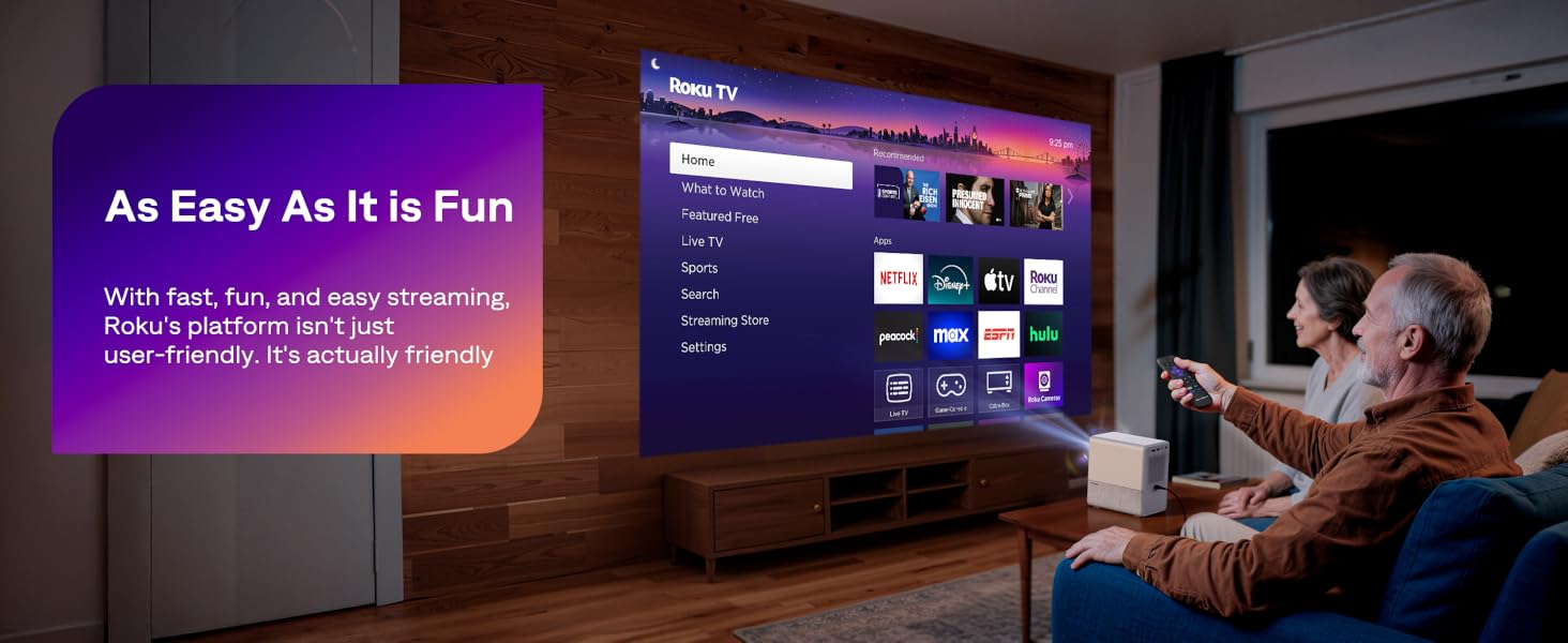 Aurzen EAZZE D1R Cube Roku TV Smart Projector