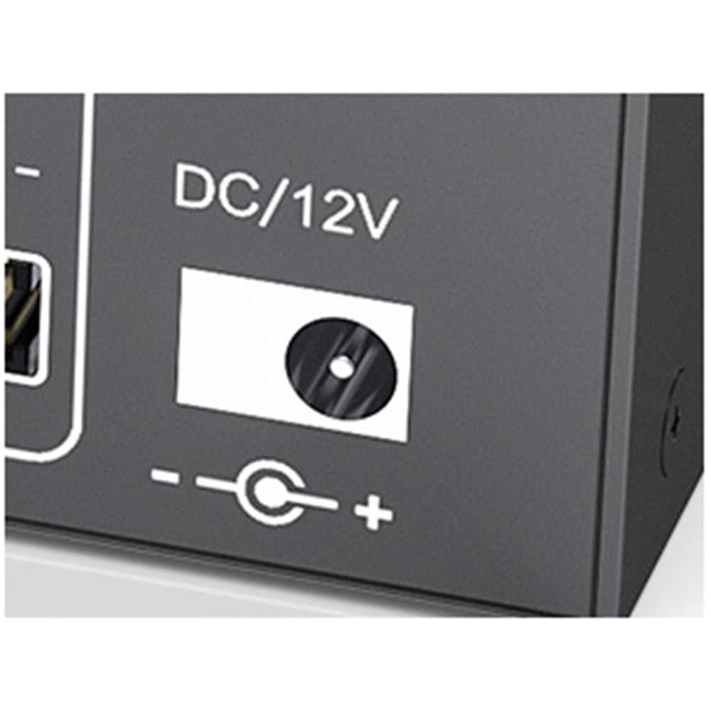 12V power adapter Plug in the DV 12V power adapter to power the product and make sure it is working