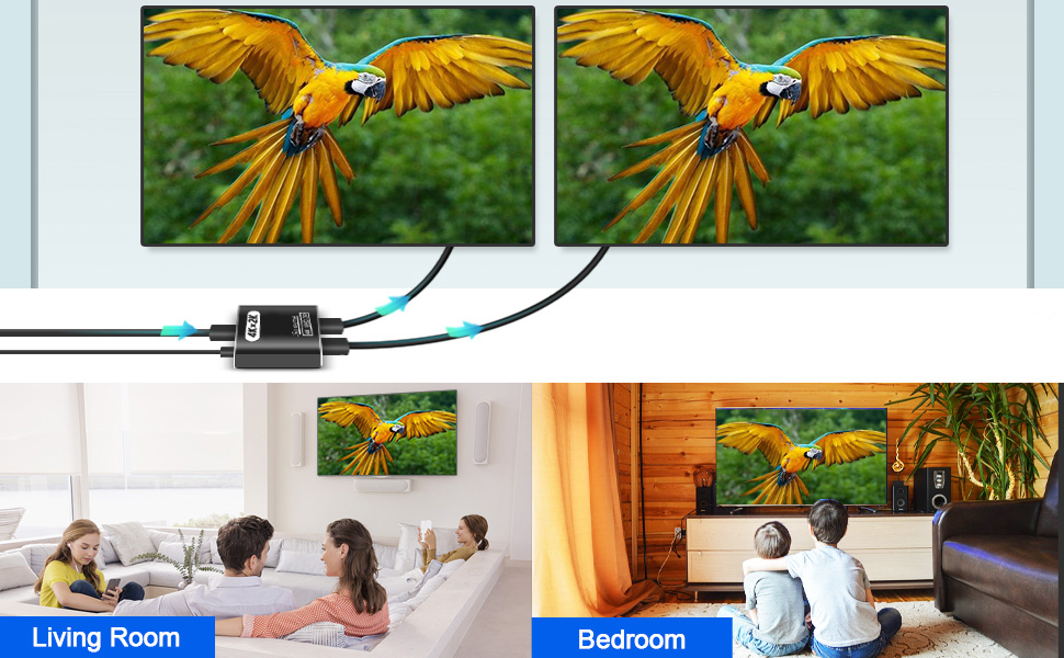 Hitoor HDMI Splitter 1 in 2 Out, 4K HDMI Splitter for Dual Monitors Supports 3D Full HD 1080P Alumin