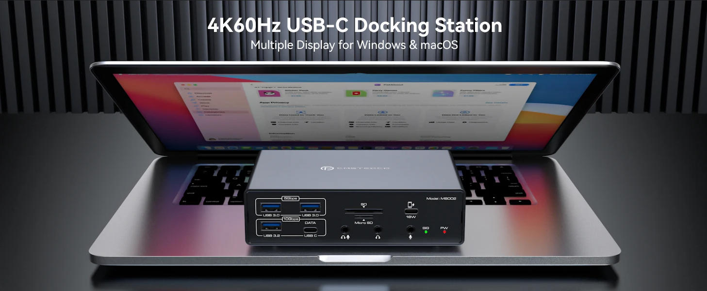 USB-C DisplayLink Thunderbolt Docking Station KVM Switch, 4K@60Hz Triple Monitors HDMI Displayport U