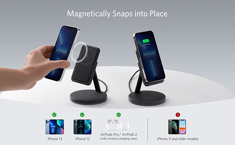 Anker Magnetic Wireless Charger, 633 MagGo 2-in-1 Wireless