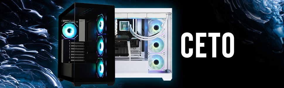 BitFenix CETO High Airflow PC Gaming Case -Panoramic Tempered Glass Reverse Connection Motherboard C