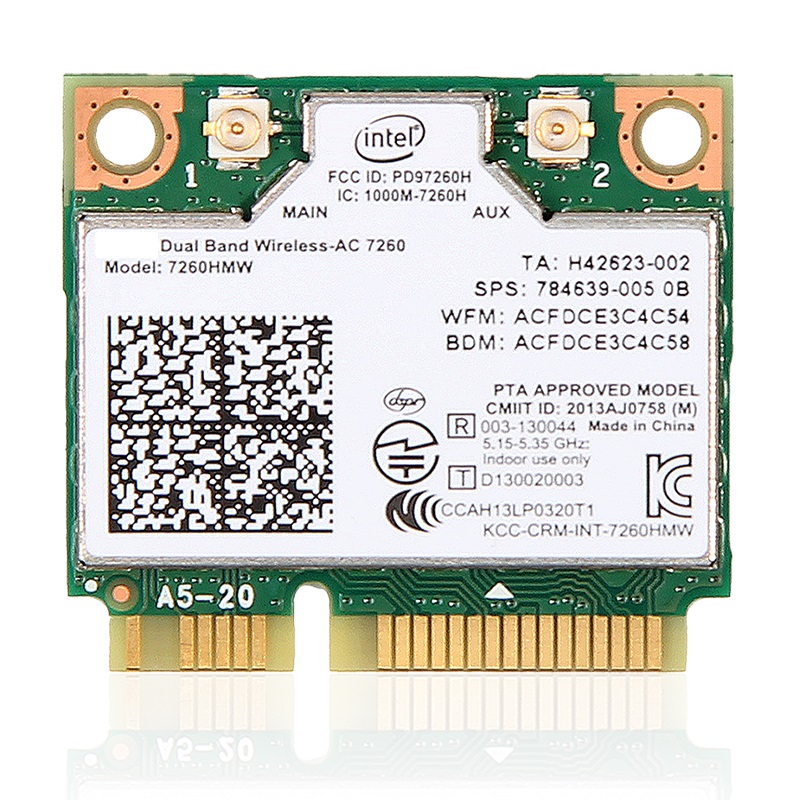 Intel 7260 wifi card for PC Laptop Dual Band 2.4GHz/5GHz Mini PCI-E Interface,Wireless-AC 1200Mbps 7260HMW Network Adapter 802.11ac wifi Bluetooth 4.0 Windows 7 8 10 (32/64-bit) Wireless Adapters - Newegg.com