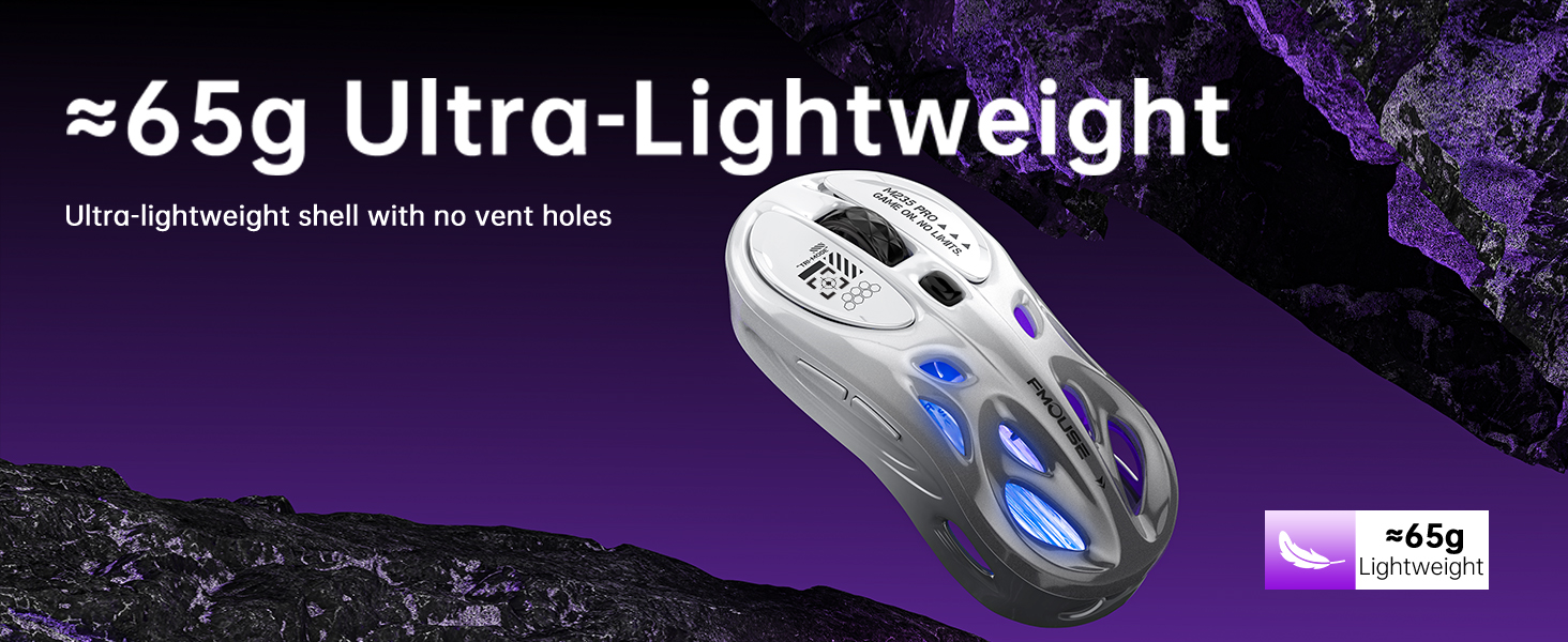 Tri-Mode Wireless Bluetooth Mouse (2.4G/Bluetooth/Wired), Hollow Design, RGB Gaming Mice, 4800 DPI,